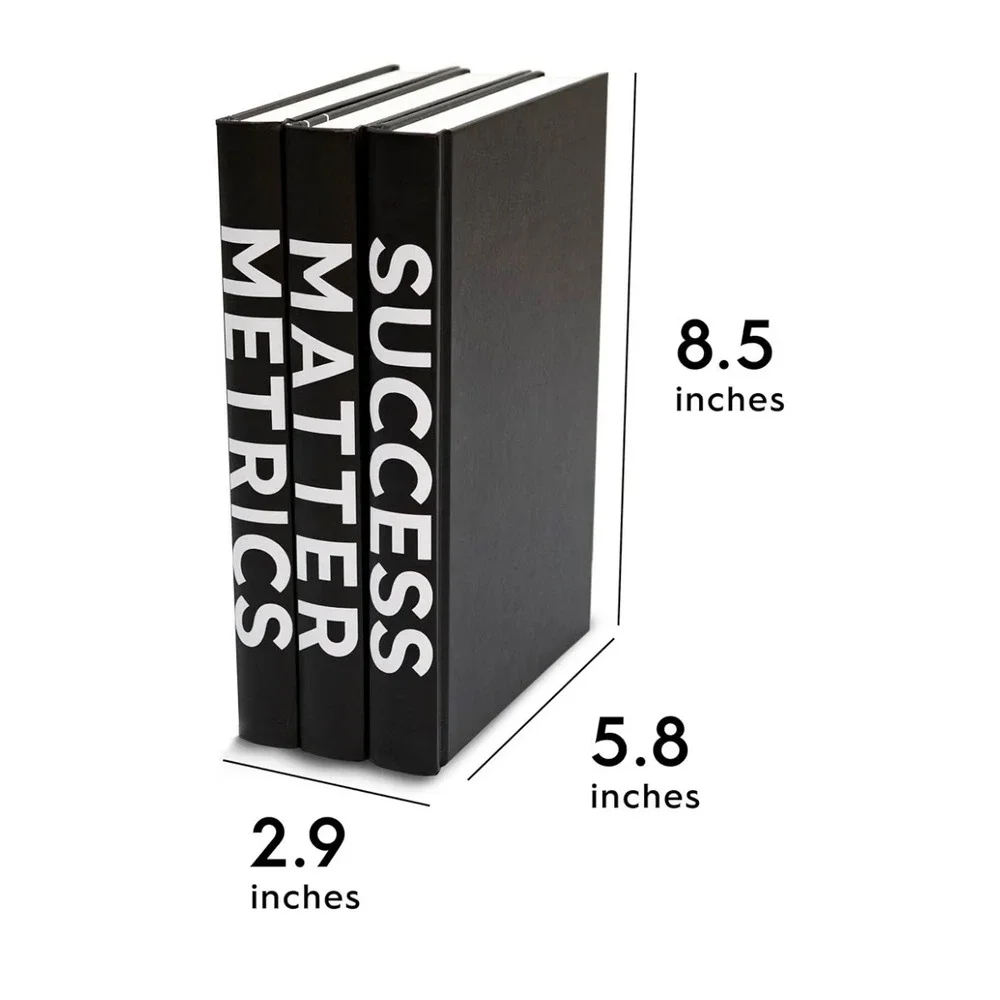 Motivational Decorative Books Set Metrics Matter Success Black White Desk Decor